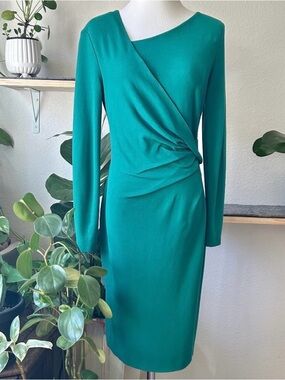 Escada Green Viscose Long Sleeve Midi Dress size EUR 38, US M